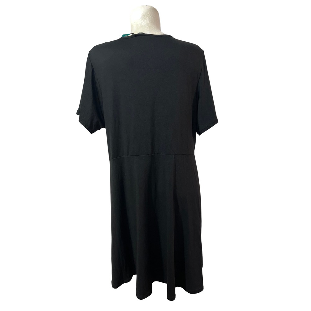New 41 Hawthorn Elissa Surplice Dress Black Plus Size 3X Poly Span Short Sleeve - Picture 5 of 7